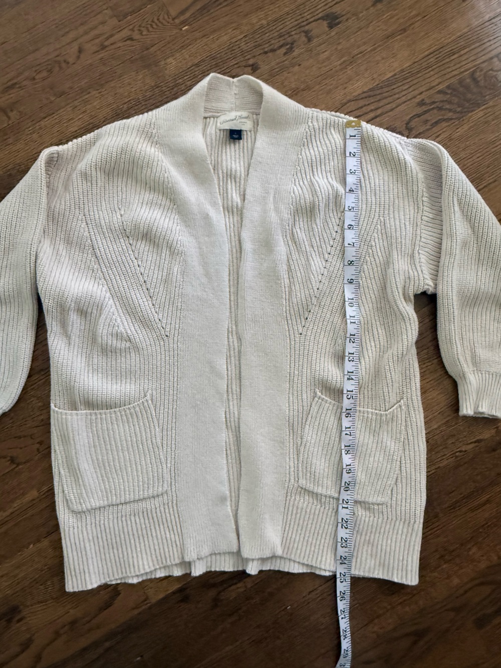 Universal Thread Cream Open-Front Ribbed Cardigan - Picture 3 of 5